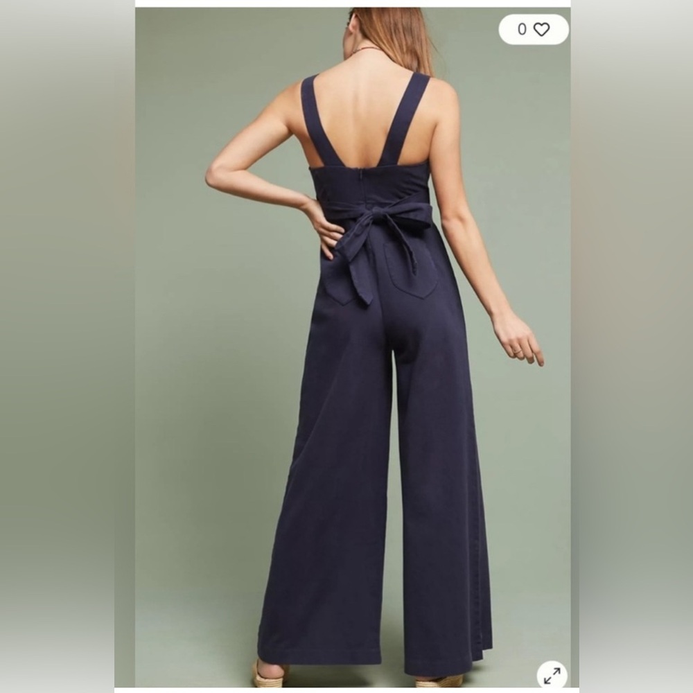 Anthropologie Navy Sleeveless Jumpsuit - Picture 2 of 5